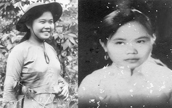 Chân dung nhà giáo - liệt sĩ Lê Thị Thiên (trái). Bên cạnh là bức ảnh cô em gái của liệt sĩ (tên Lê Thị Nhiên) cũng được tìm thấy trong bọc nilon gói cuốn nhật ký